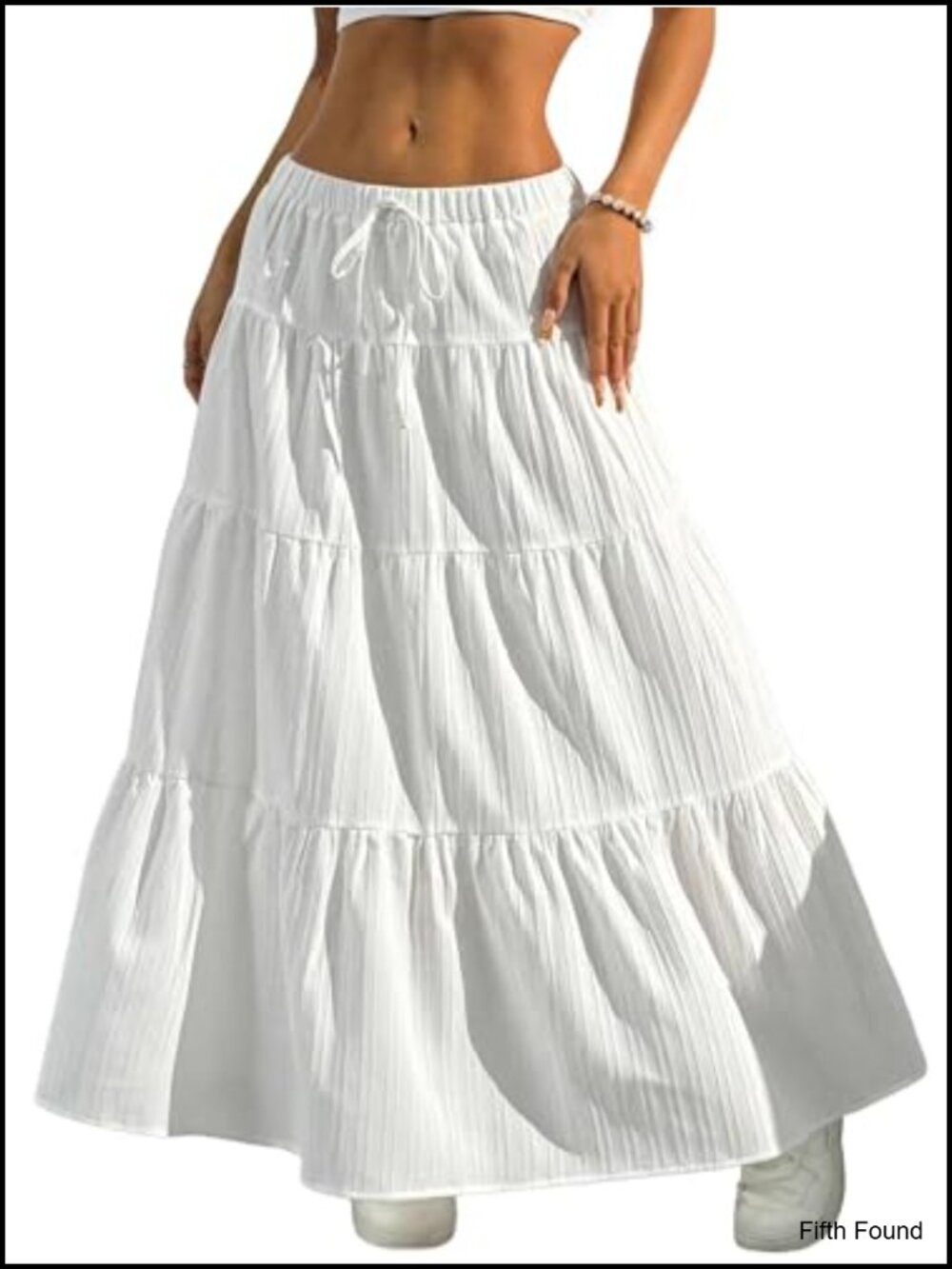 Boho Flowy Ruffle Tiered A-Line Maxi Skirt Elastic Waist Summer